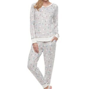 Cuddl Duds White Gray Polar Bear Cozy Warm Winter Pajama PJ Set